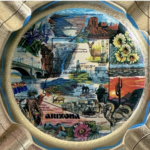 Vintage  Metal Arizona Ashtray Trinket Dish - Picture 3 of 9